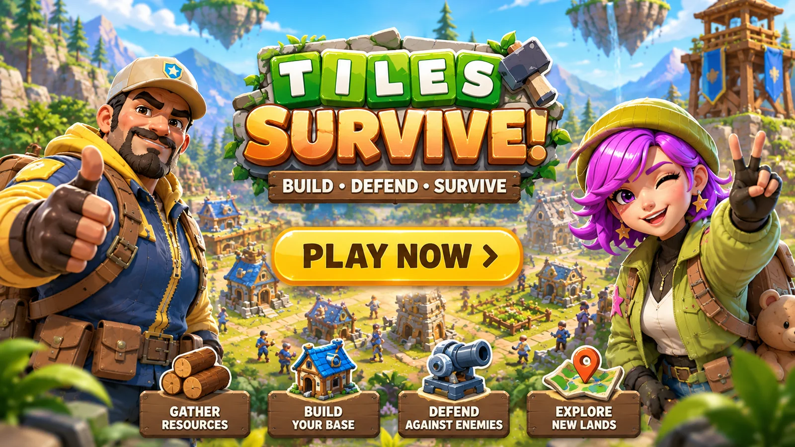 Tiles & Survive — construisez, défendez, survivez. Jouer maintenant sur Windows