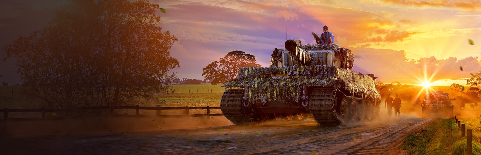 Enlisted wide key artwork showing WWII infantry advancing under fire
